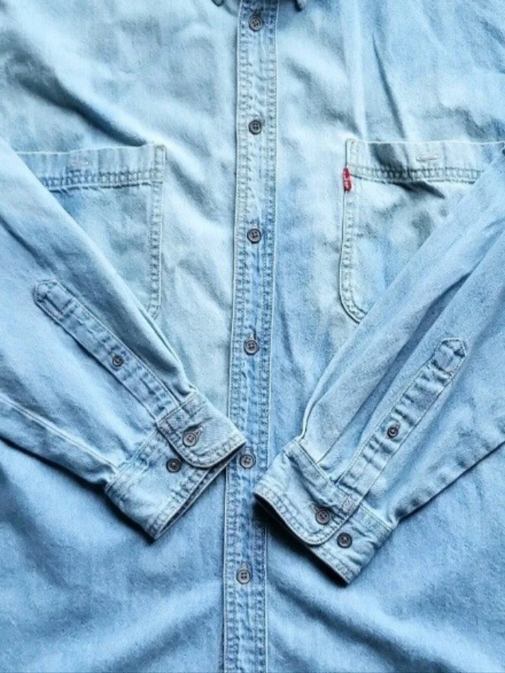 Levi's Shirt Mens XL Blue Denim Light Washed Cotton Button-Down Western Work